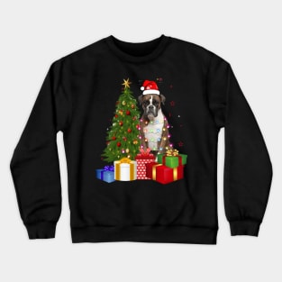 Boxer Christmas Tree Santa Hat Funny Xmas Gift Dog T-Shirt Crewneck Sweatshirt